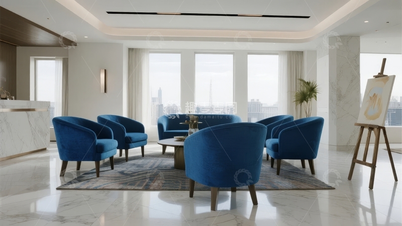 高清大图下载【趣麦麦图】现代客厅蓝色沙发组合