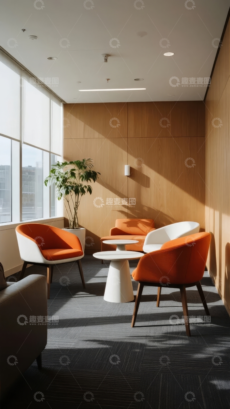 高清大图下载【趣麦麦图】现代办公室休息区阳光洒落