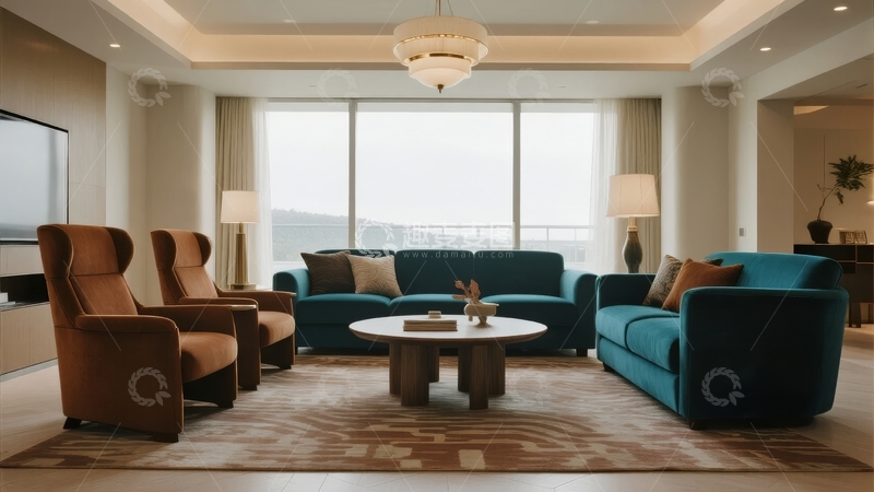 高清大图下载【趣麦麦图】现代客厅全景窗海景