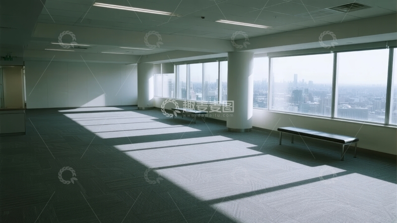 高清大图下载【趣麦麦图】空旷办公室内景阳光照射