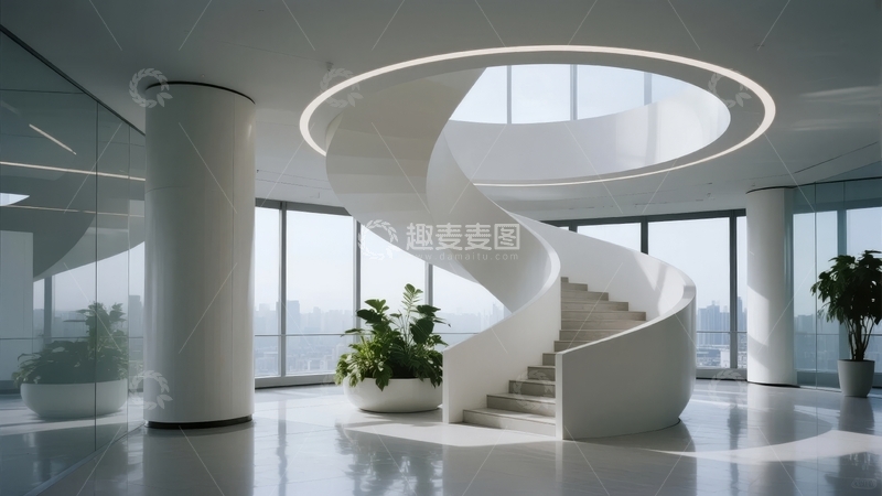 高清大图下载【趣麦麦图】现代建筑中的螺旋楼梯