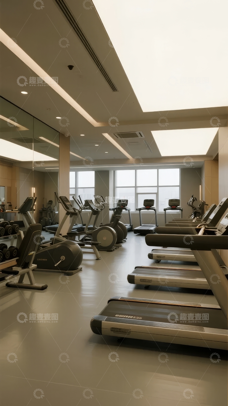 高清大图下载【趣麦麦图】现代化健身房内部设备布局