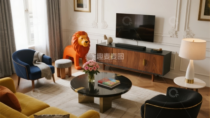 高清大图下载【趣麦麦图】现代客厅布置温馨舒适