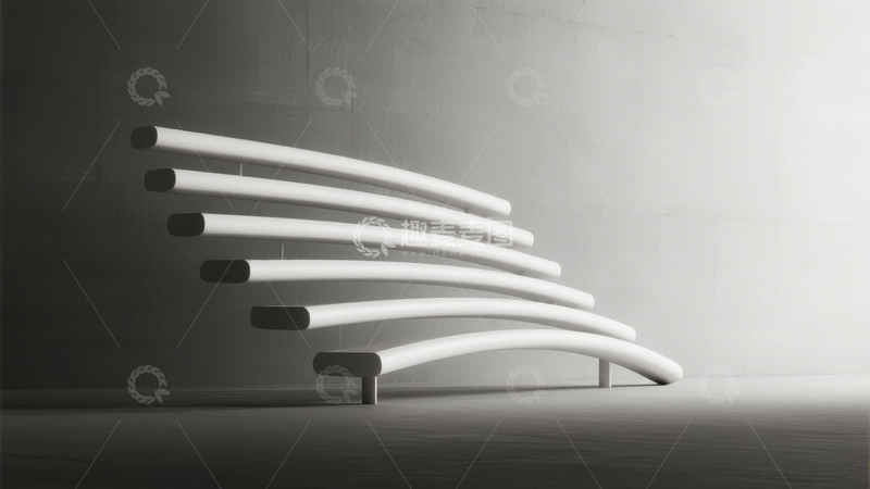 高清大图下载【趣麦麦图】白色弧形结构在灰色背景中