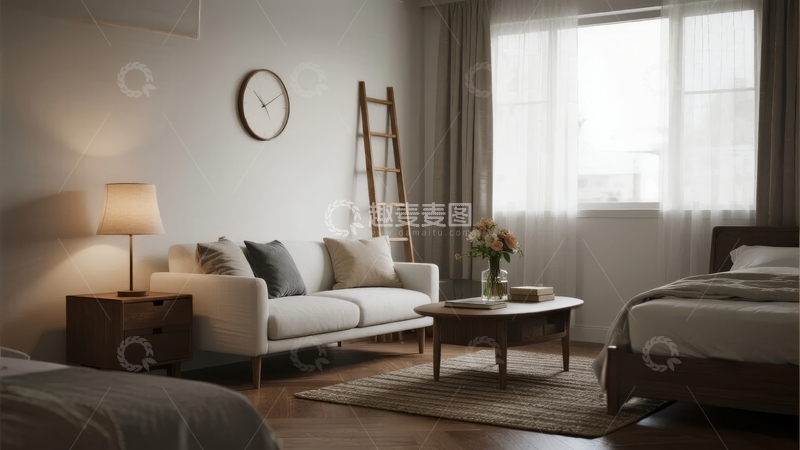 温馨客厅与卧室相连的现代家居设计