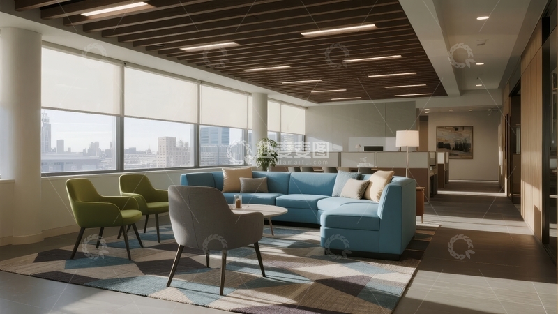 高清大图下载【趣麦麦图】现代办公室休息区全景