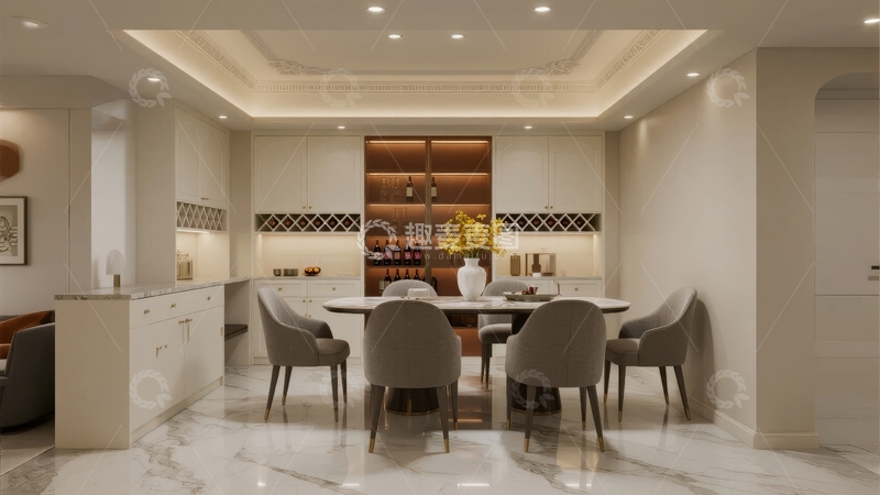 高清大图下载【趣麦麦图】现代简约风格的餐厅与厨房设计