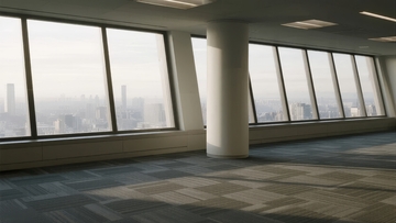 空旷办公室内景城市远景