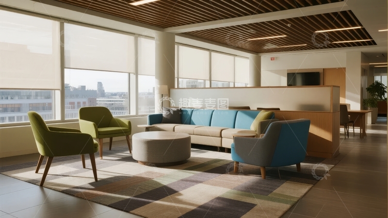 高清大图下载【趣麦麦图】现代客厅设计展示舒适沙发和椅子