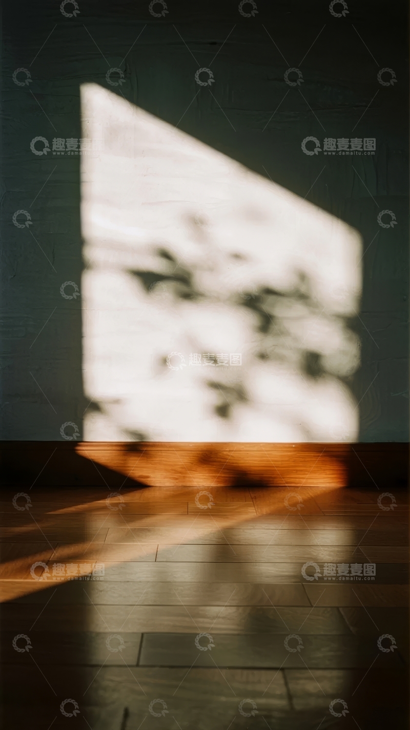 高清大图下载【趣麦麦图】光影投射在墙与地板上