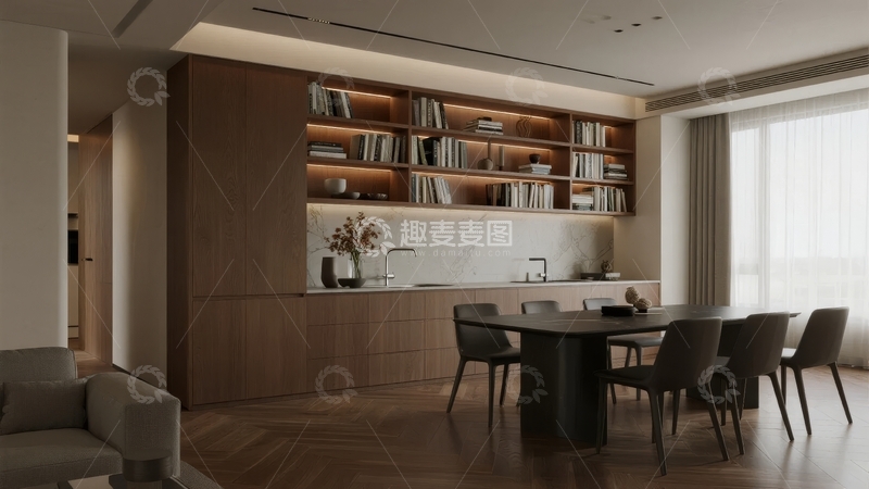 高清大图下载【趣麦麦图】现代简约风格的室内用餐区