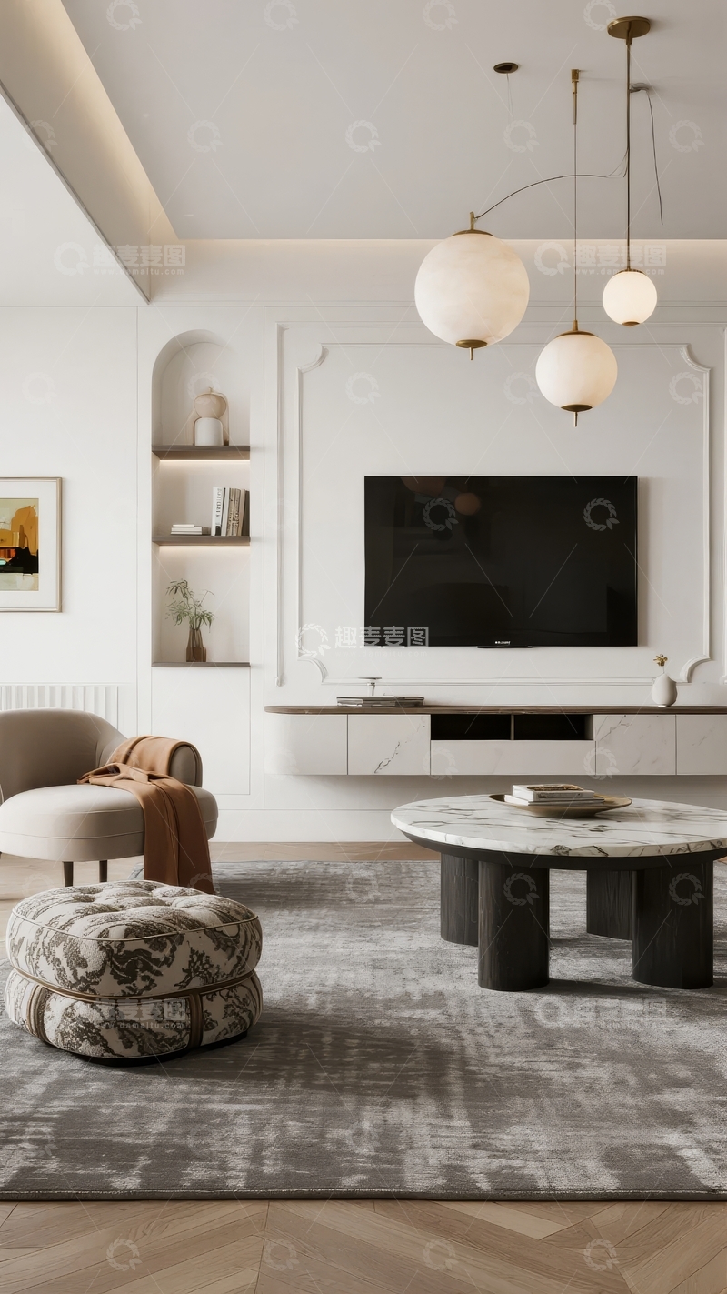 高清大图下载【趣麦麦图】现代客厅设计简约风格家具布局