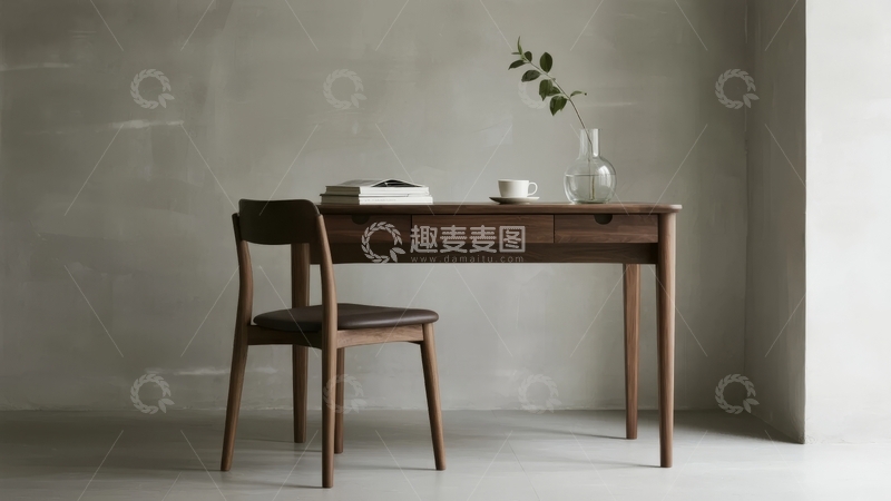 高清大图下载【趣麦麦图】简约木质书桌与椅子搭配