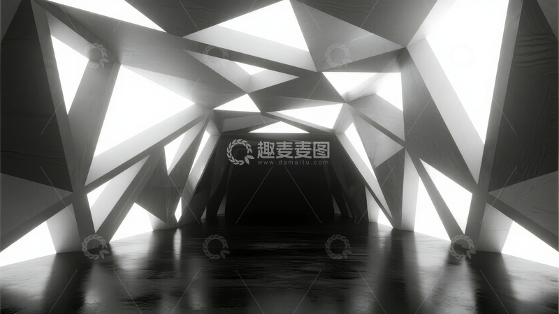 高清大图下载【趣麦麦图】几何结构隧道光影效果