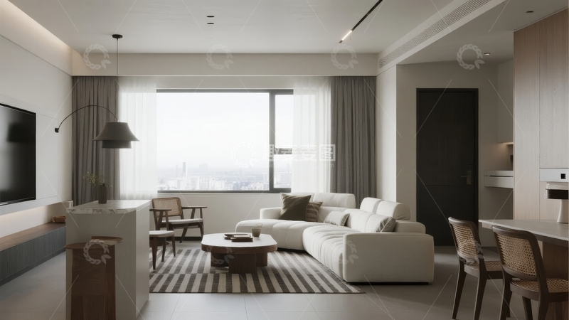 高清大图下载【趣麦麦图】现代简约风格客厅与餐厅空间