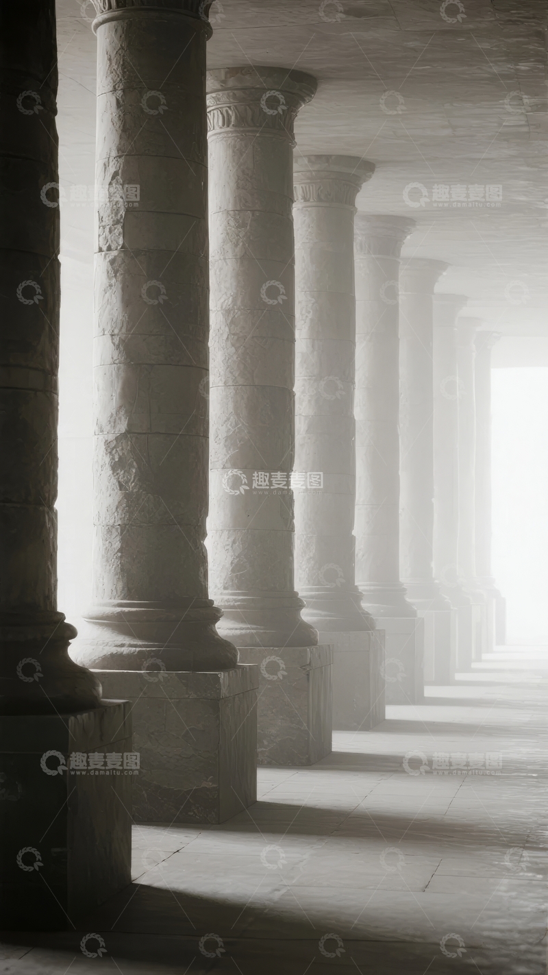 高清大图下载【趣麦麦图】石柱廊道通向明亮尽头