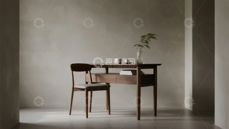 高清大图下载【趣麦麦图】简约风格木质书桌与椅子