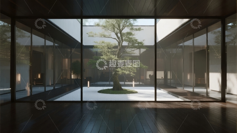 高清大图下载【趣麦麦图】现代建筑内部庭院景观