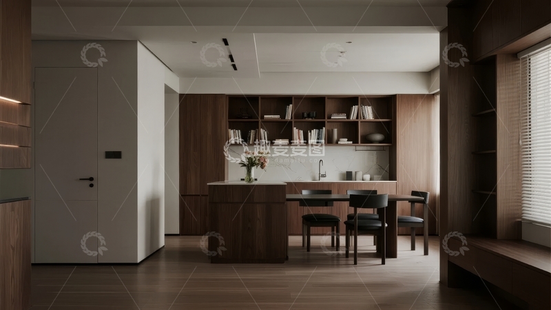 高清大图下载【趣麦麦图】现代简约风格厨房与餐厅空间