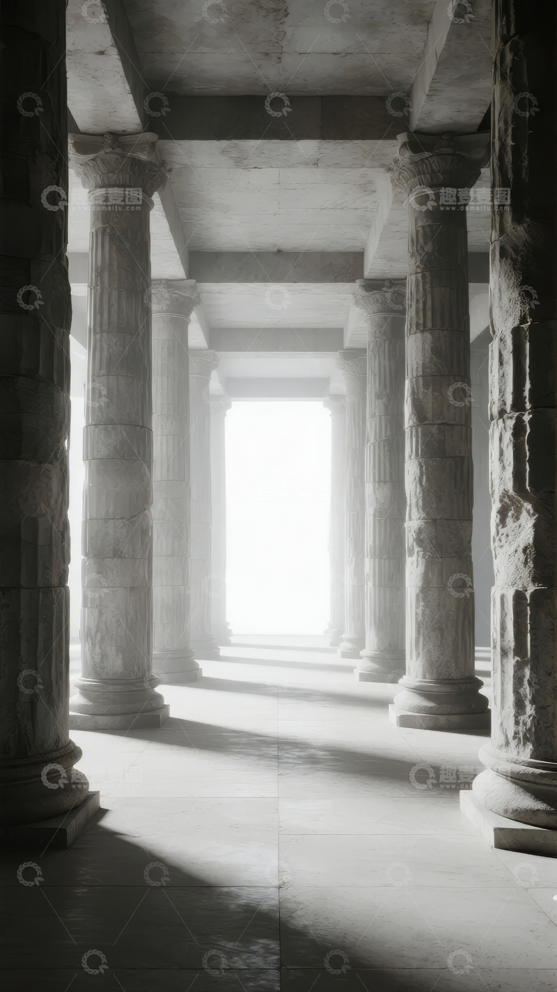 高清大图下载【趣麦麦图】石柱廊道通向明亮出口