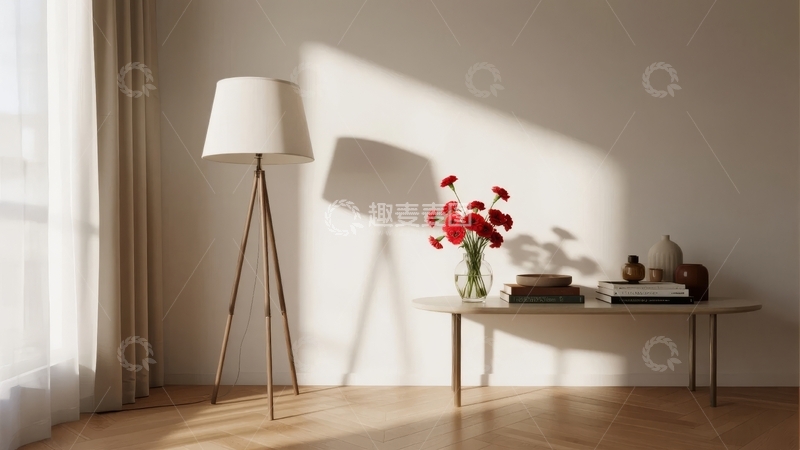 高清大图下载【趣麦麦图】室内角落的落地灯与花瓶