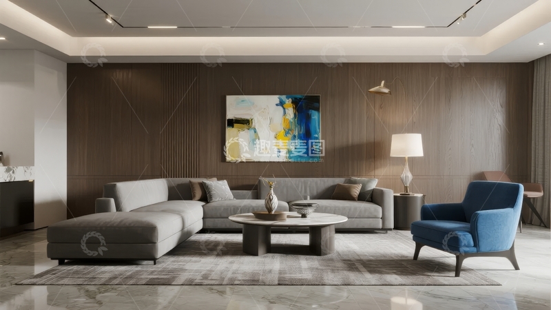 高清大图下载【趣麦麦图】现代客厅布置简约风格家具艺术装饰