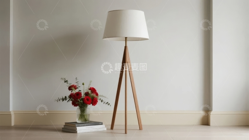 高清大图下载【趣麦麦图】简约室内角落落地灯与花瓶