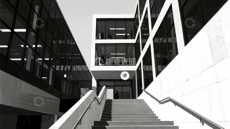 高清大图下载【趣麦麦图】现代建筑内部楼梯通道