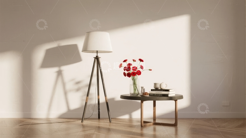 高清大图下载【趣麦麦图】室内角落的落地灯与花瓶