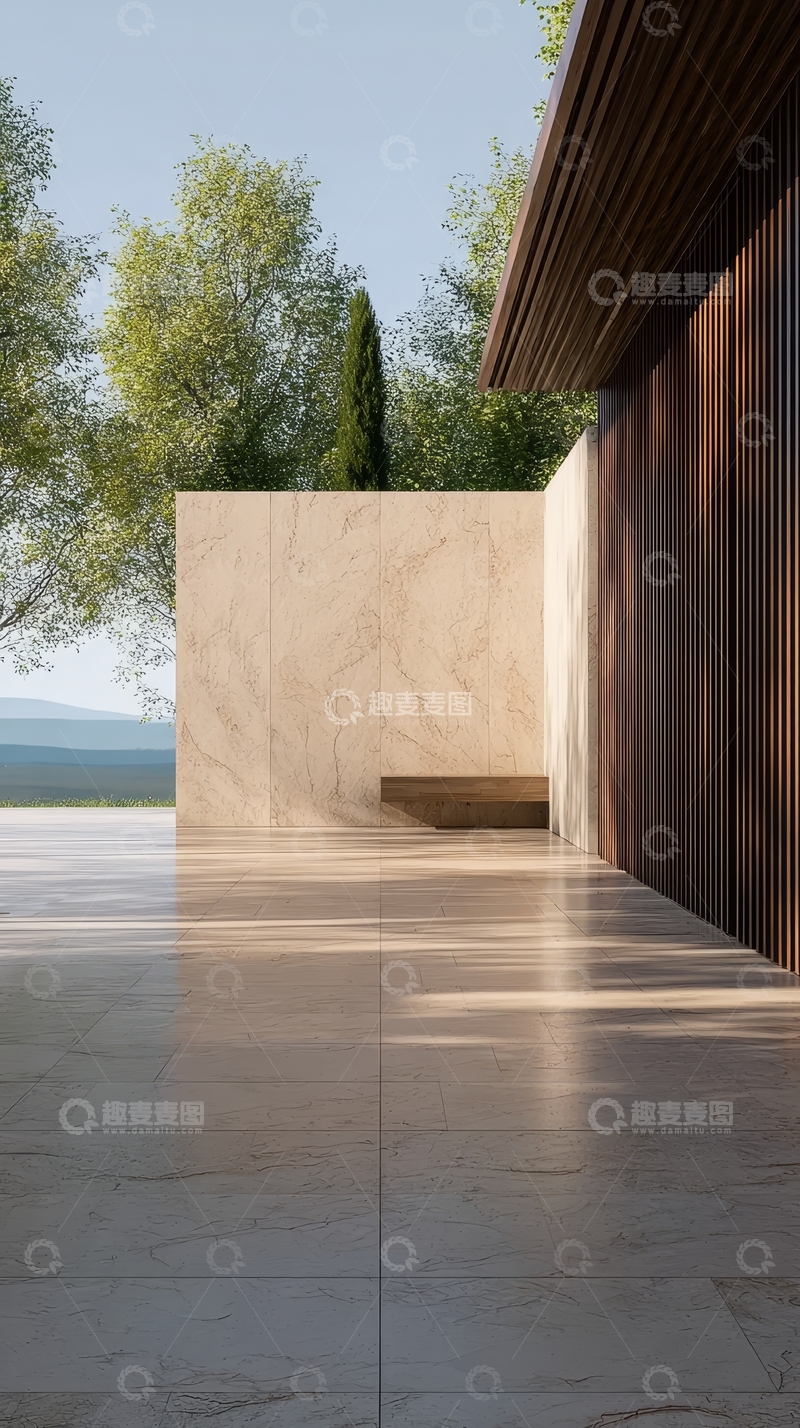 高清大图下载【趣麦麦图】现代建筑的大理石与木质结构