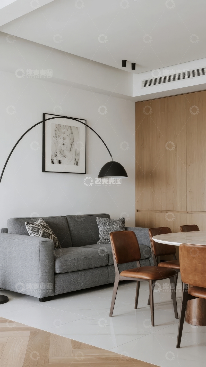 高清大图下载【趣麦麦图】现代简约风格客厅与餐厅空间