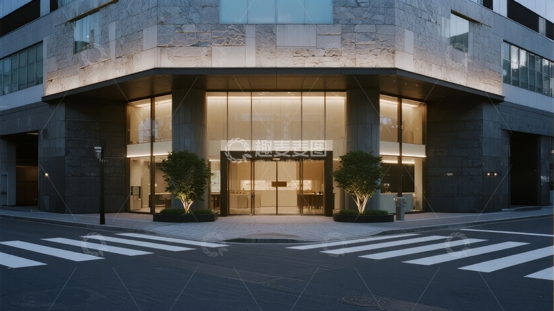 高清大图下载【趣麦麦图】现代建筑入口夜景