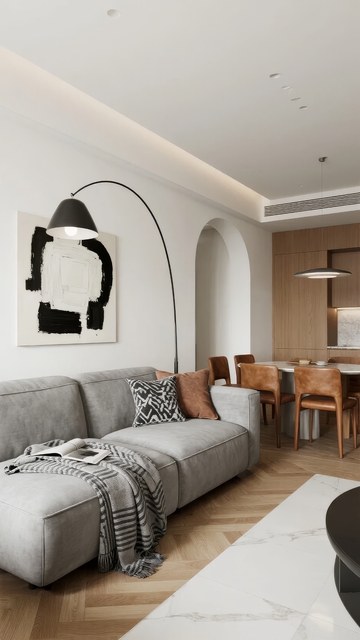 现代简约风格客厅与餐厅空间