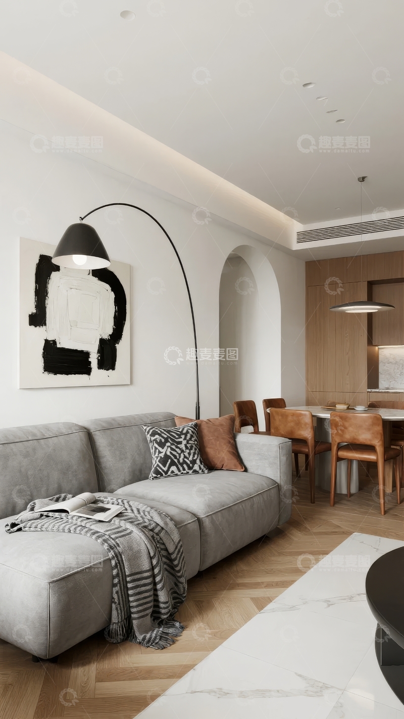 高清大图下载【趣麦麦图】现代简约风格客厅与餐厅空间