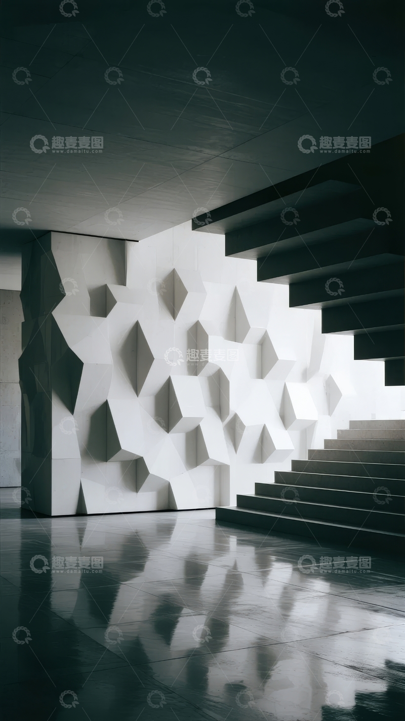 高清大图下载【趣麦麦图】现代建筑内部的几何楼梯设计