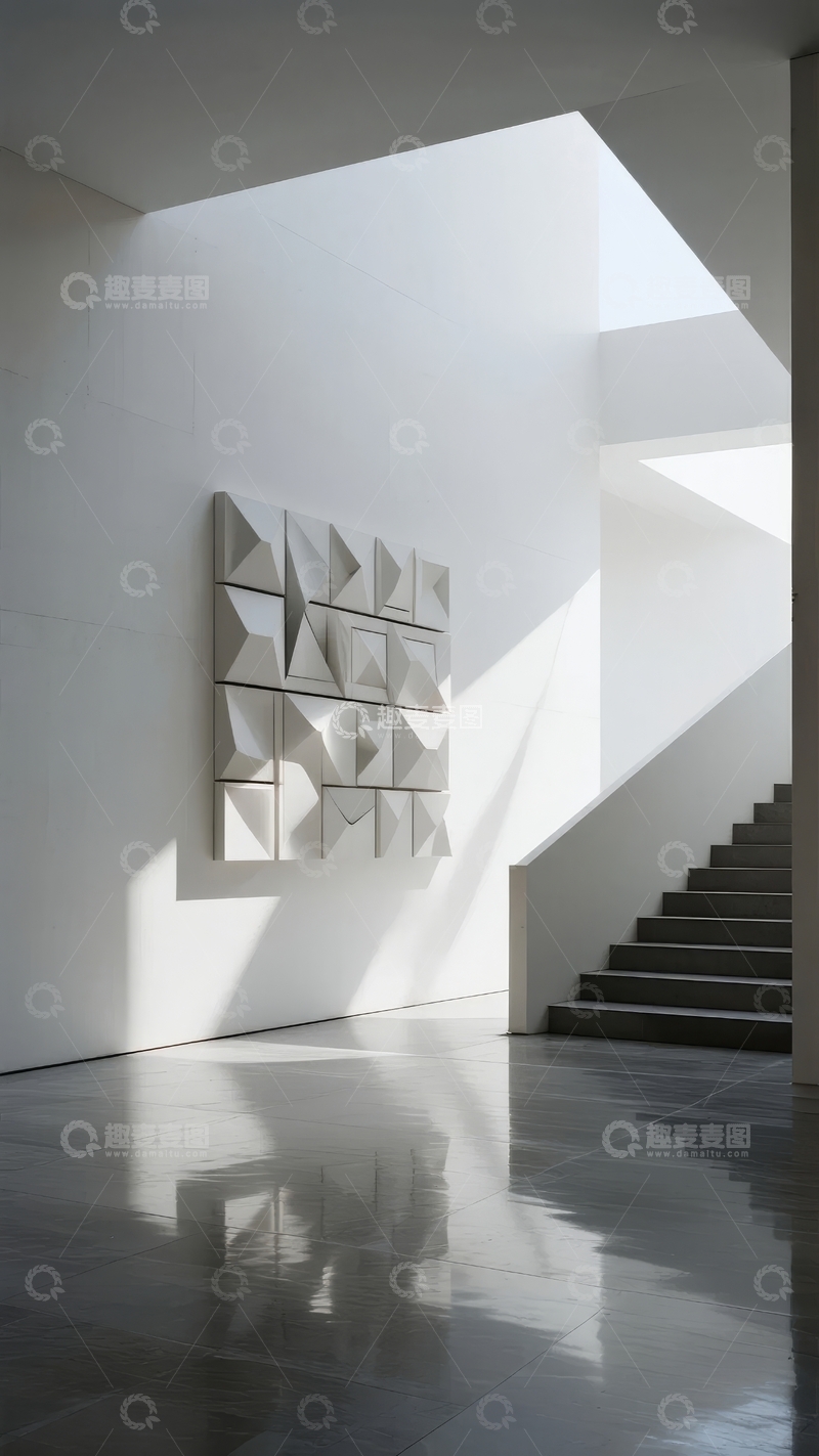 高清大图下载【趣麦麦图】现代建筑内部的几何艺术装置