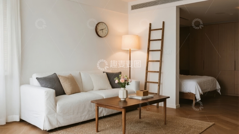 简约风格客厅与卧室相连