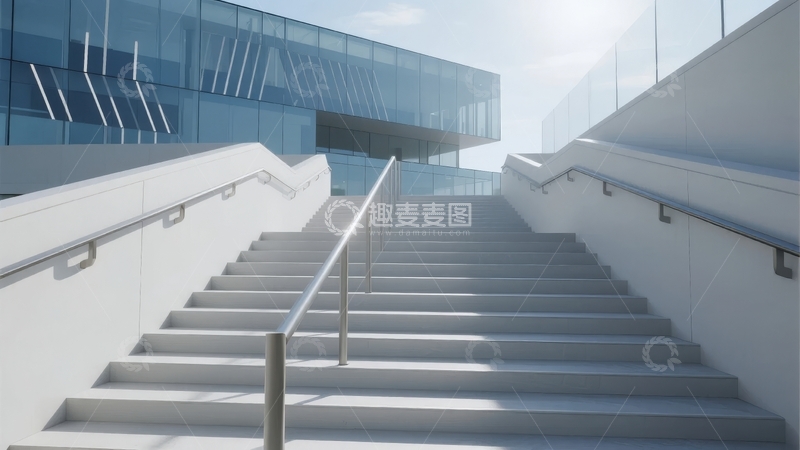高清大图下载【趣麦麦图】现代建筑中的白色楼梯