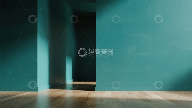 高清大图下载【趣麦麦图】空旷的蓝绿色房间角落