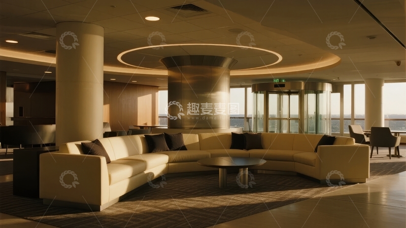 高清大图下载【趣麦麦图】现代室内设计中的圆形沙发和柱体