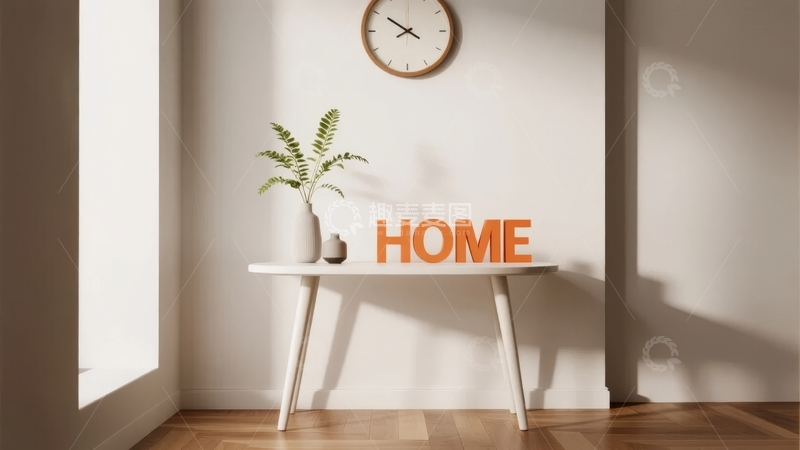 高清大图下载【趣麦麦图】室内角落摆放着植物和字母装饰