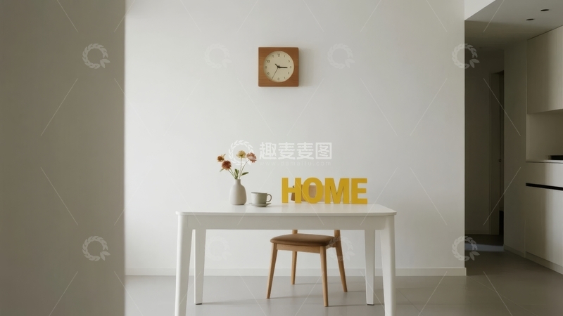 高清大图下载【趣麦麦图】简约室内餐桌布置HOME字样装饰