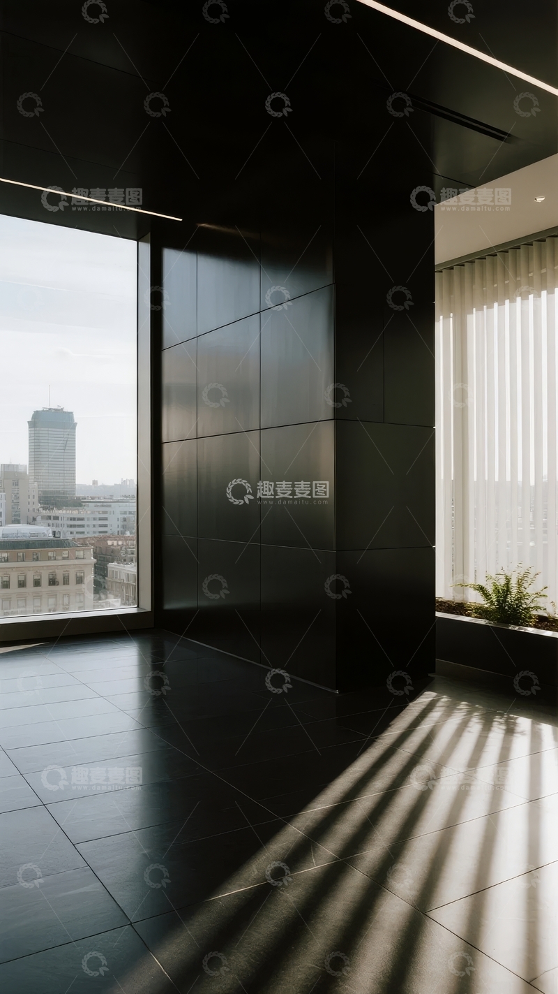 高清大图下载【趣麦麦图】现代室内空间阳光透过窗帘