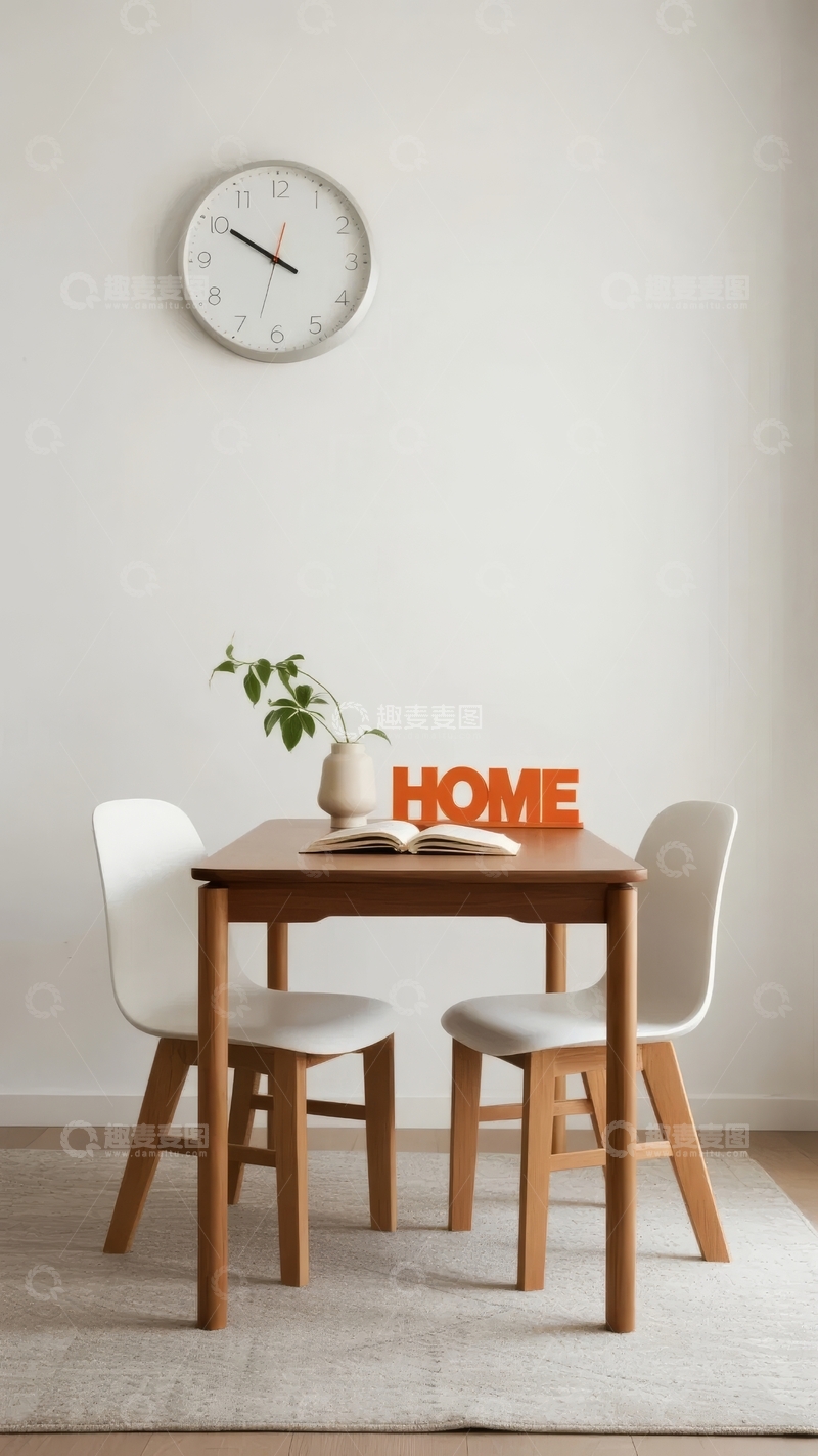 高清大图下载【趣麦麦图】简约风格餐桌与装饰摆件