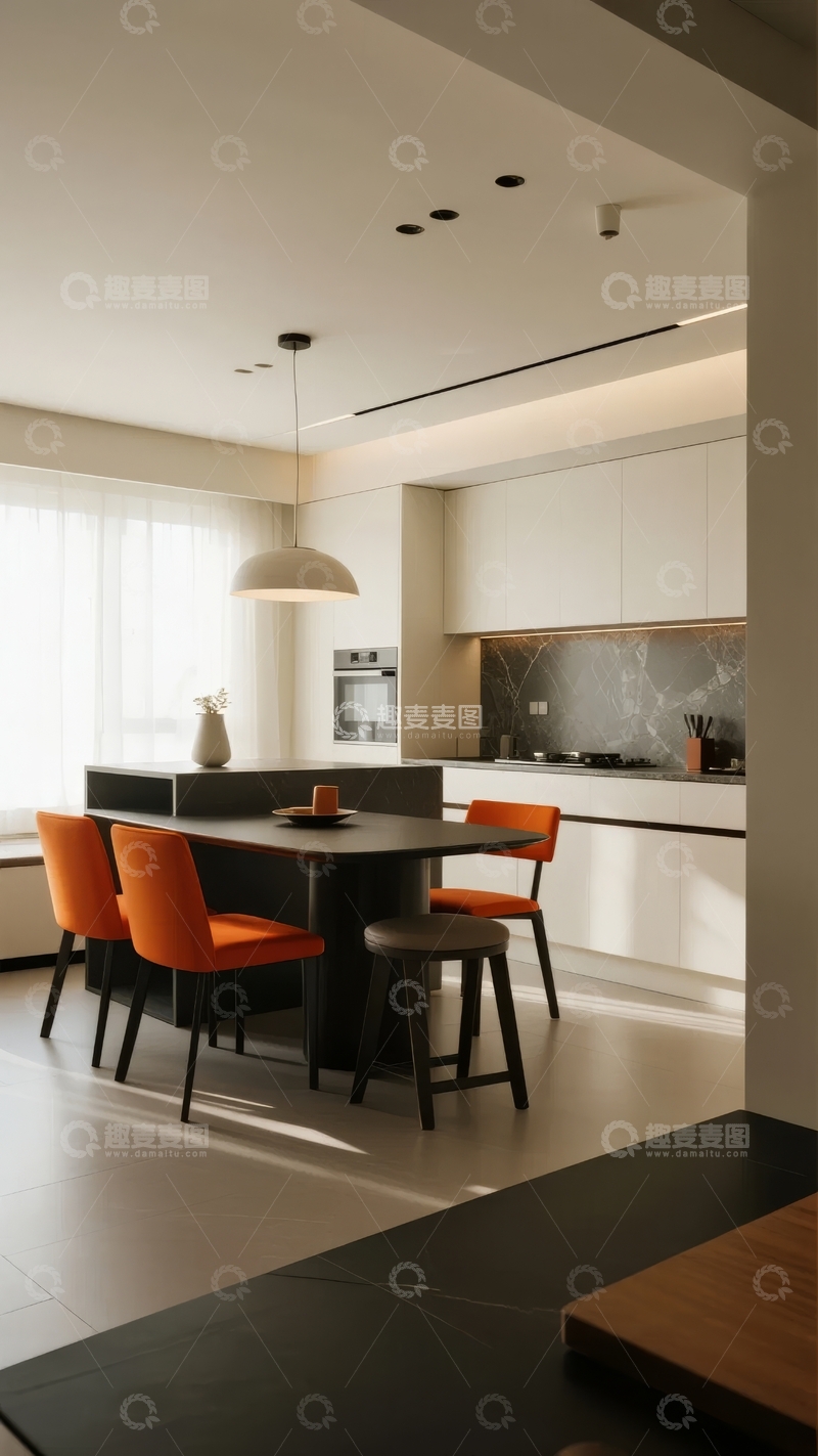 高清大图下载【趣麦麦图】现代简约风格厨房与餐厅