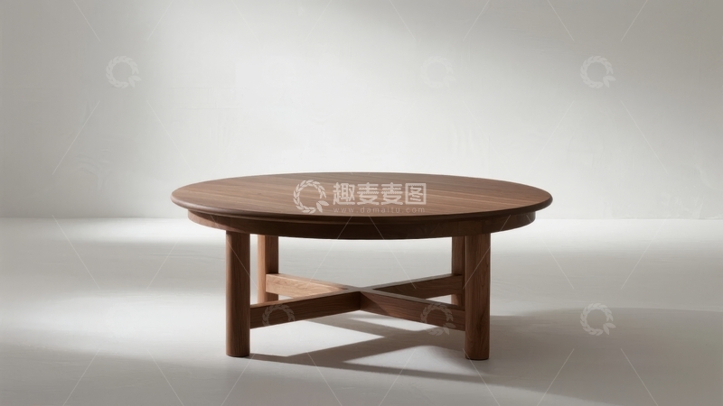 高清大图下载【趣麦麦图】圆形木质茶几置于简约空间