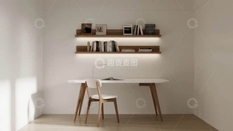 高清大图下载【趣麦麦图】简约风格书房角落