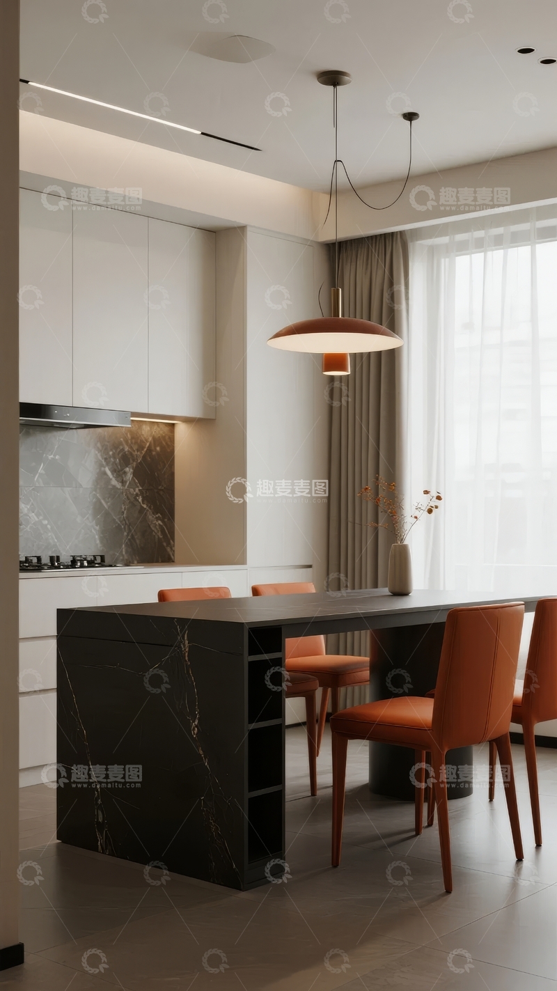 高清大图下载【趣麦麦图】现代简约厨房与用餐区设计