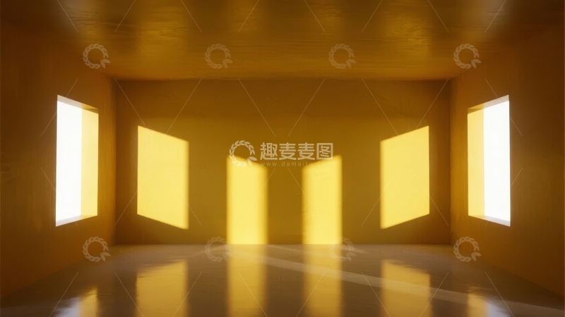 高清大图下载【趣麦麦图】阳光透过窗户照亮空房间