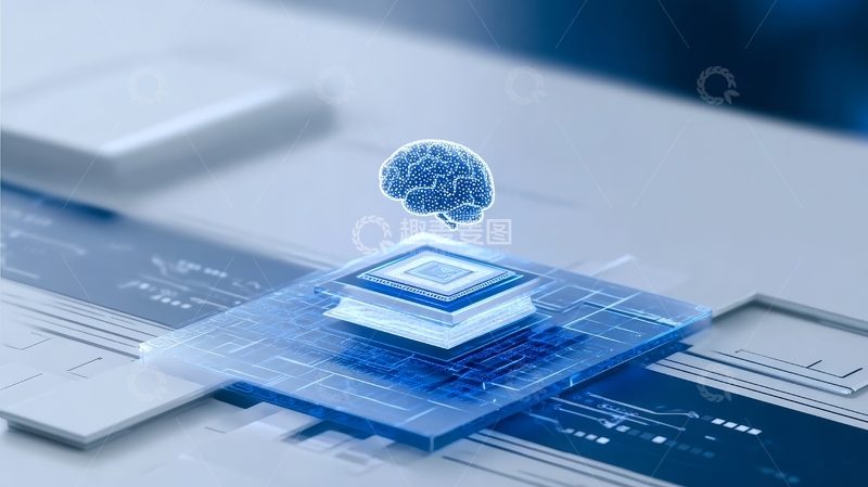 高清大图下载【趣麦麦图】人工智能芯片与大脑模型的融合展示